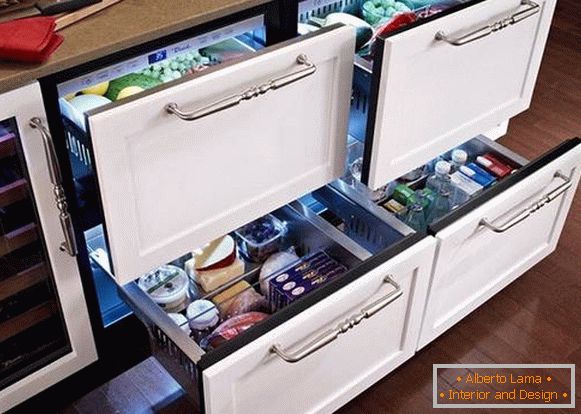 design malé kuchyně s lednicí, foto 35