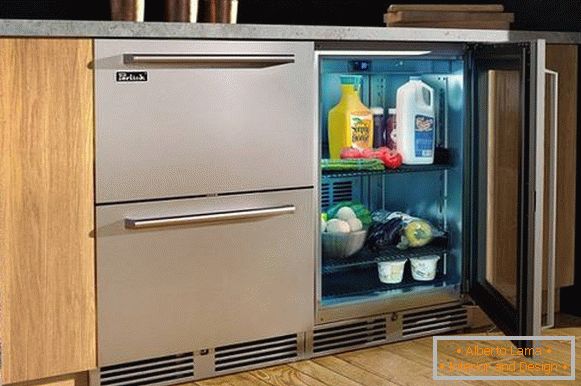 design malé kuchyně s lednicí, foto 36