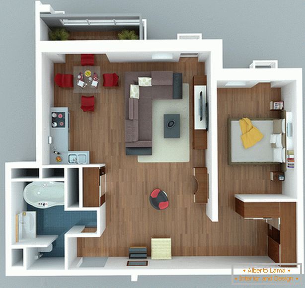návrhy projektů malých studiových bytů