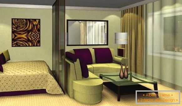 Malý pokoj - ložnice pokoj v designu malého bytu v Chruščově