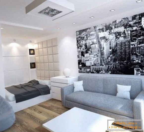 Návrh malého bytu v Chruščově - ložnice v jedné místnosti