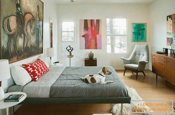 Stylový ložnicový nábytek ve stylu minimalismu 60. let