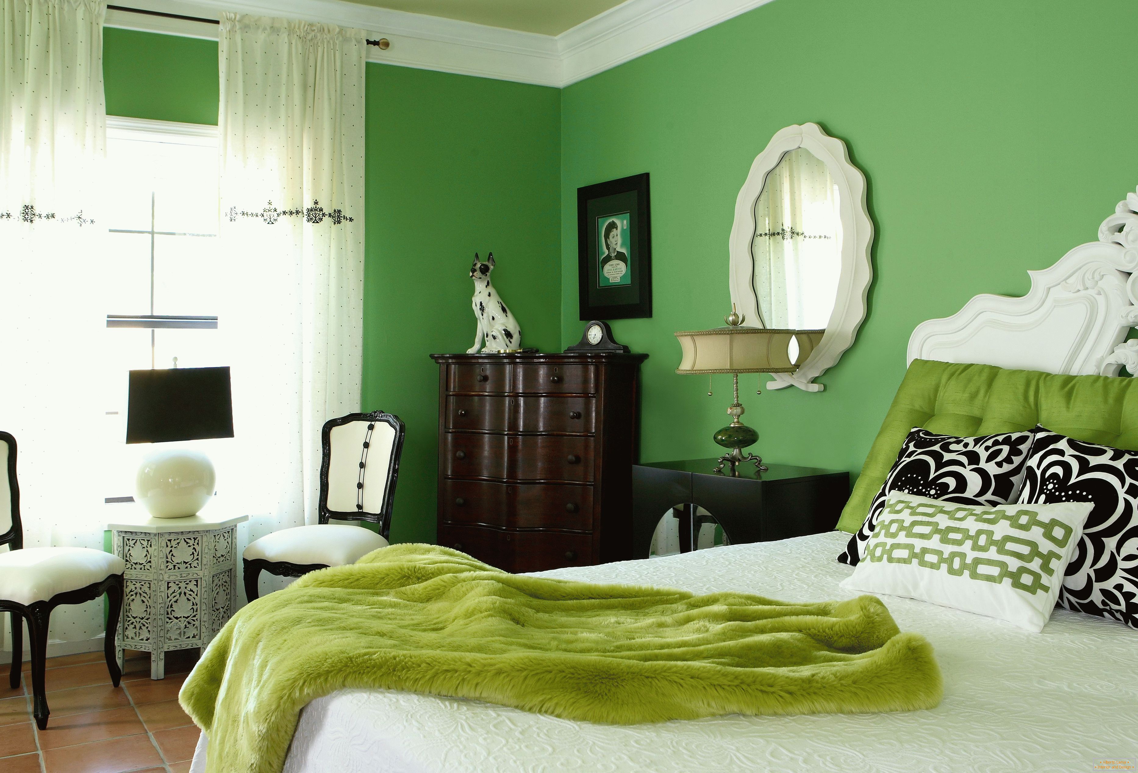 Ložnice v zelené barvě