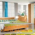 Stíny zelené a žluté v designu ložnice
