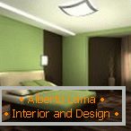 Kombinace zeleně a hnědé v interiéru ložnice