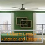 Zelená ložnice v minimalistickém stylu