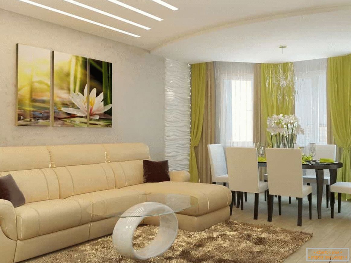 Obývací pokoj v designu třípokojového bytu