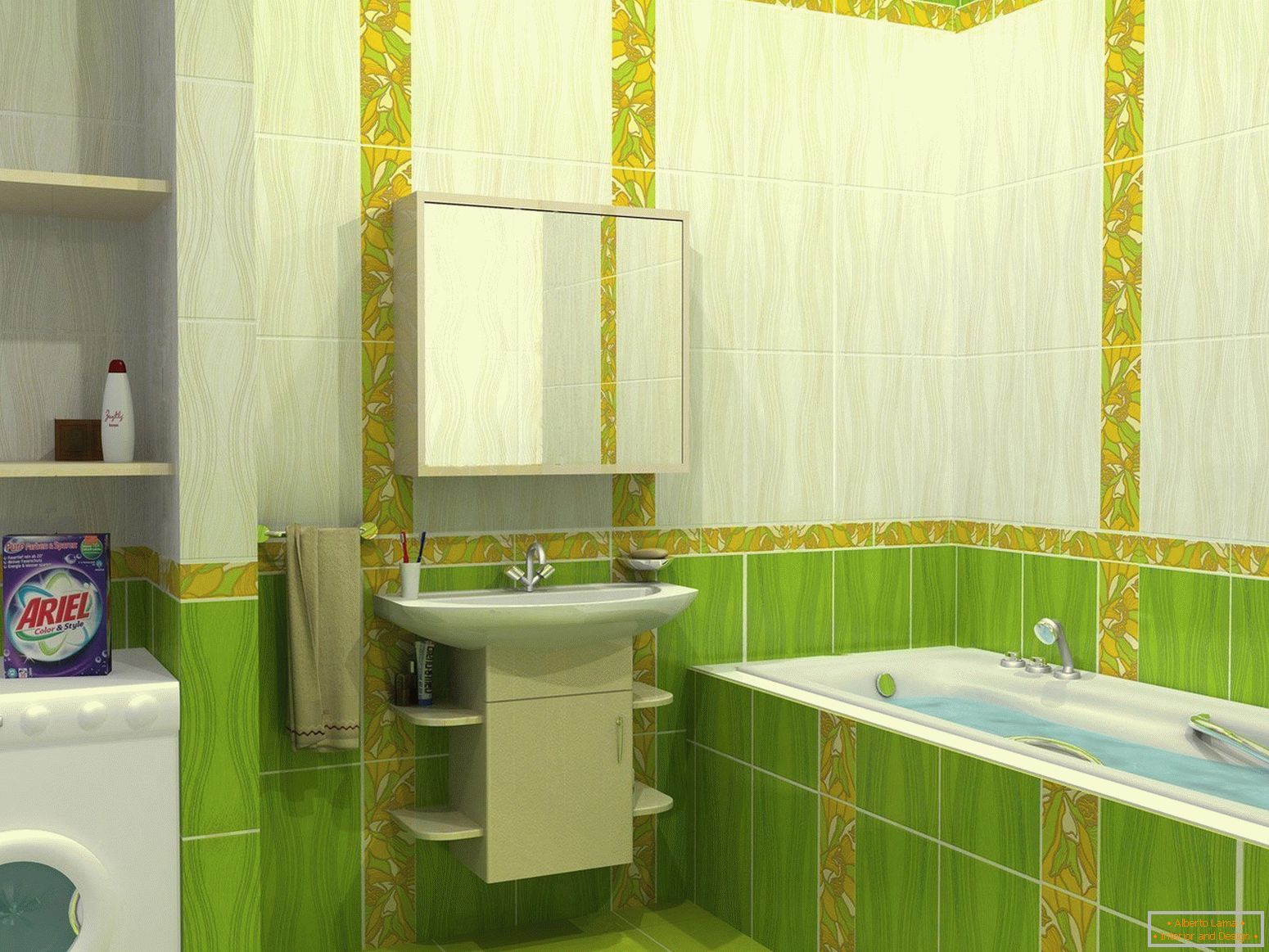 Návrh koupelny v zelených tónech