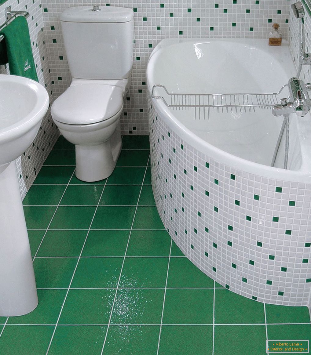 Zelená a bílá koupelna