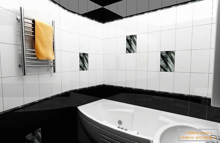 Koupelna s černobílým interiérem