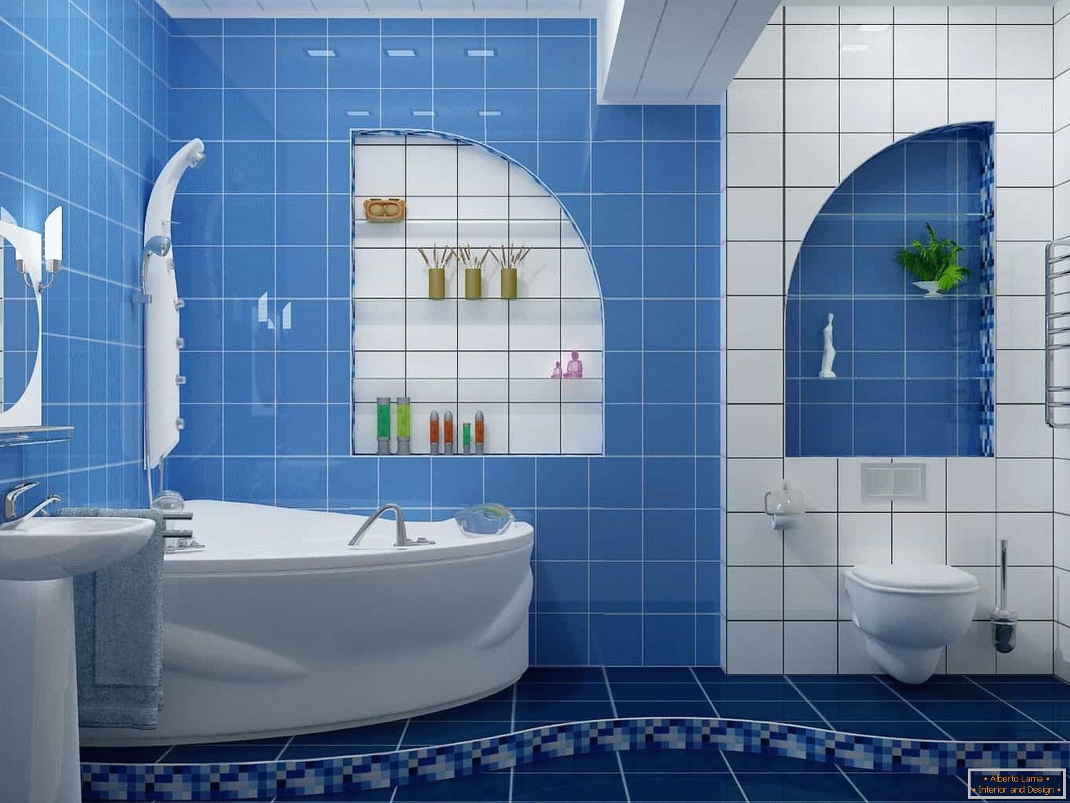 Velká bílá a modrá koupel