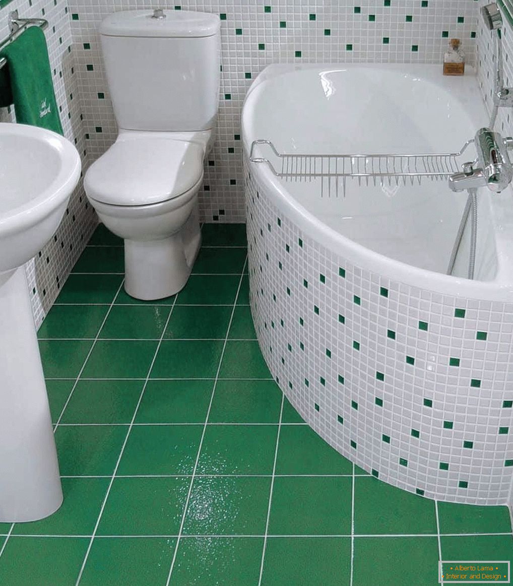 Bílá a zelená rohová koupel