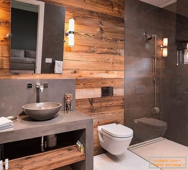 Dřevěná stěna v koupelně
