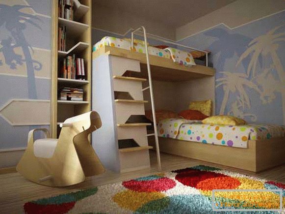 Dětská postel v dětském pokoji