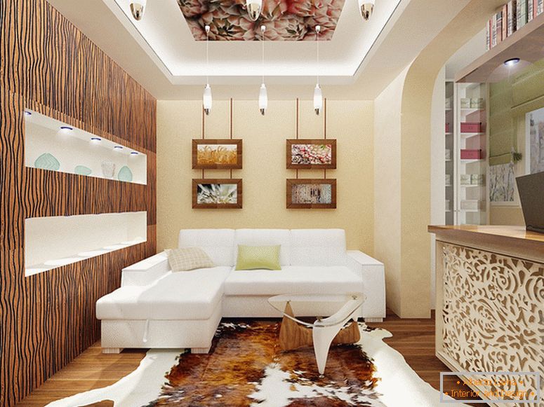 Interiér luxusního obývacího pokoje v pastelových barvách