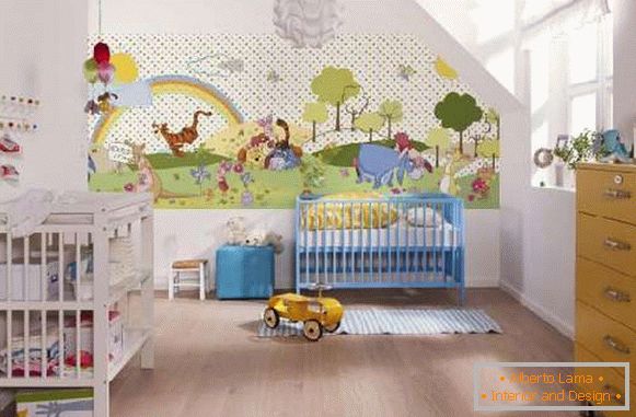džungle ze stěnového papíru v dětském pokoji, foto 49