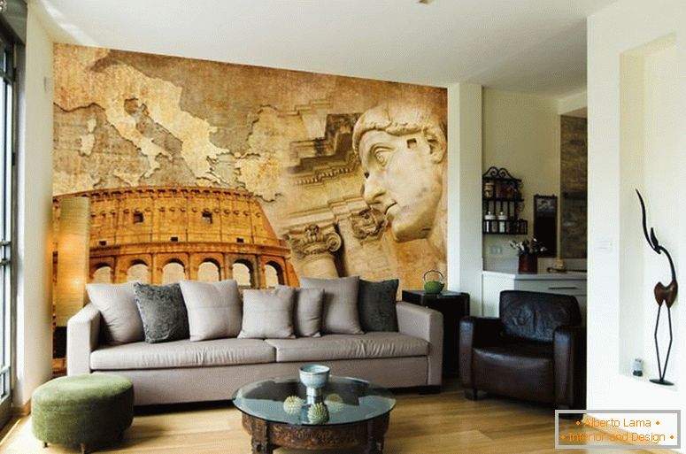 Krásná freska v interiéru obývacího pokoje