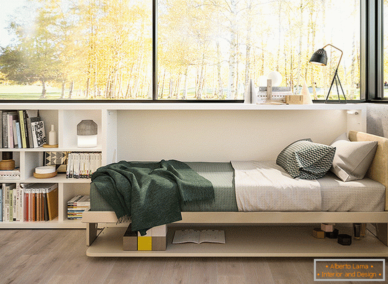 Transformovatelná postel v malé ložnici
