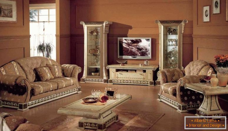Obývací pokoj v italském stylu - 75 fotek designových nápadů
