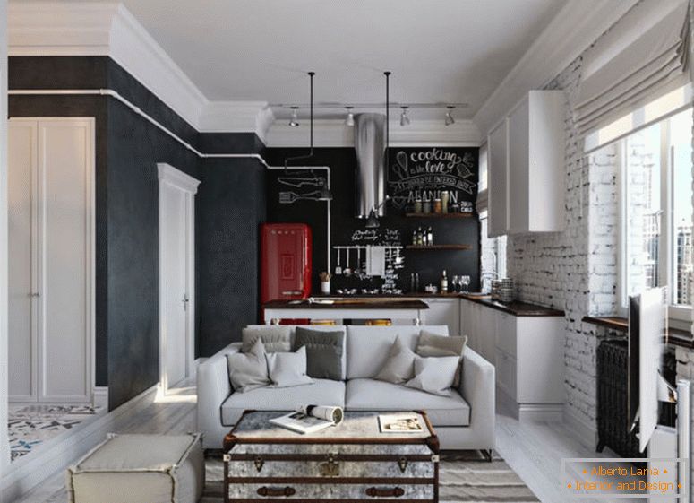 design-interiér-obývací pokoj v bílém-černém-tones2