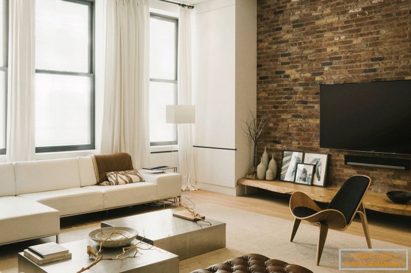 Moderní design obývacího pokoje v podkroví