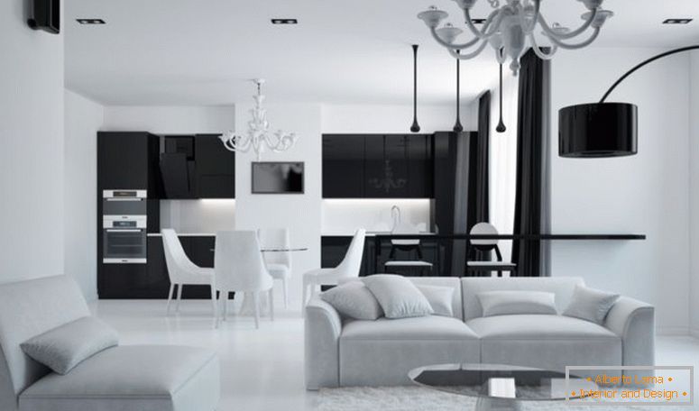 obývací pokoj a kuchyň ve stylu-minimalismus-obývací pokoj-kuchyně-moskva