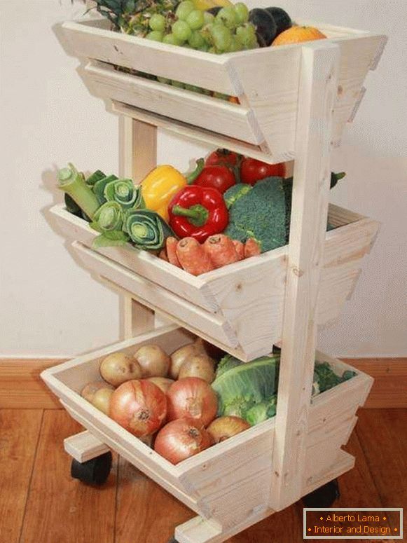 Kola pro skladování zeleniny v kuchyni