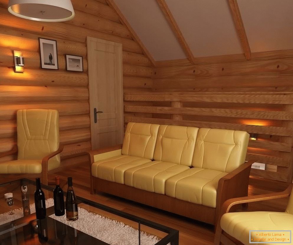 Dřevo v závěru relaxační místnosti ve vaně