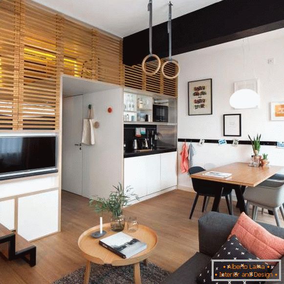 1-pokojový apartmán studio - interiérový design ve skandinávském stylu