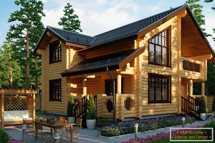 Venkovský dům v rustikálním stylu ze srubu - výběr většiny moderních majitelů nemovitostí v přírodě.