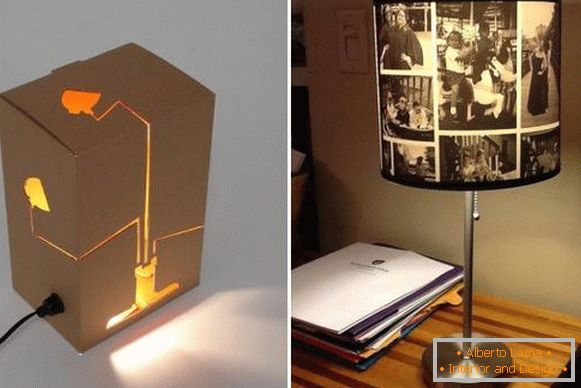 Stolní lampy z kartonu a fotografie