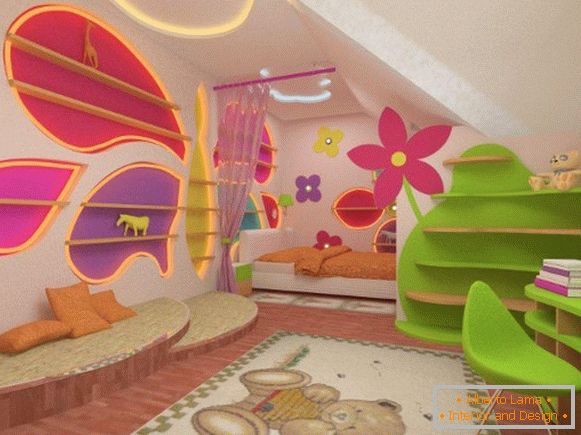 interiér dětské podkrovní místnosti, foto 61