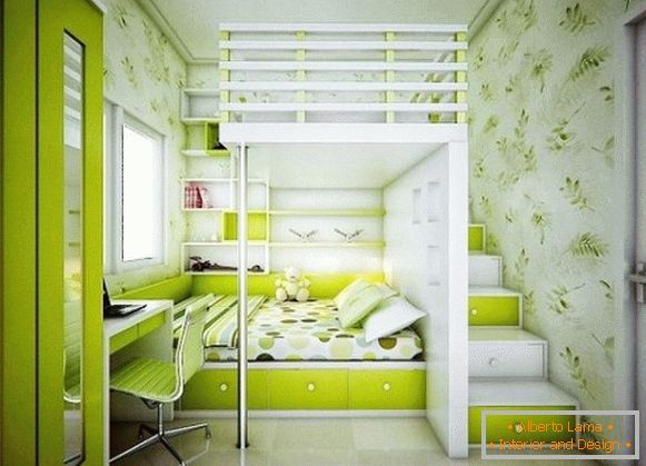 зелёный interiér dětské ložnice для двух девочек