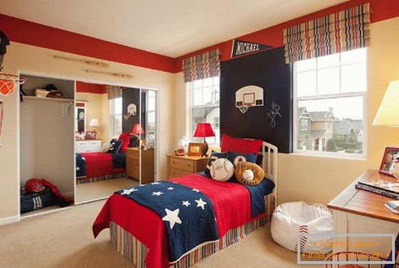 interiér dětské ložnice для мальчика в американском стиле