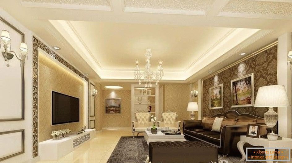 Světlý a útulný obývací pokoj v klasickém stylu