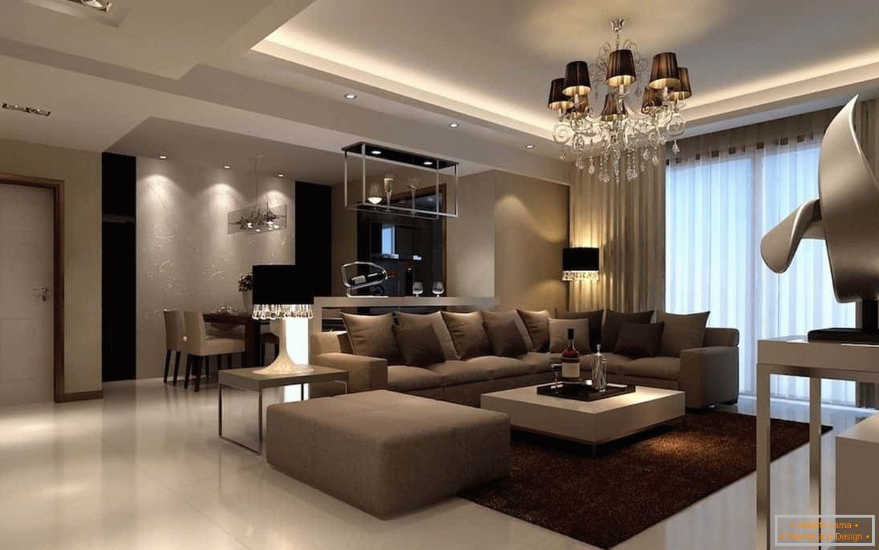 Moderní design obývacího pokoje v klasickém stylu