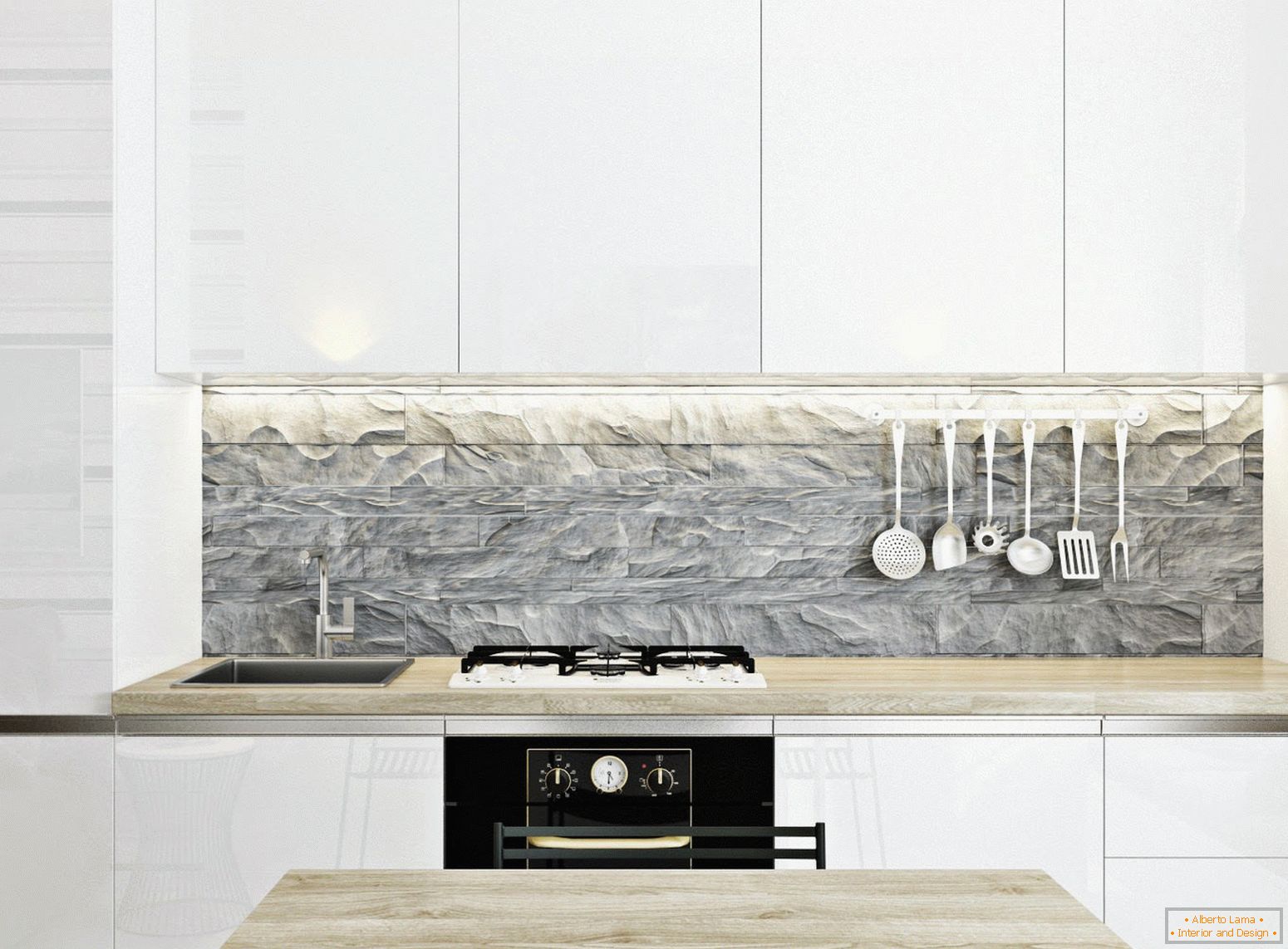 Stylová kuchyně ve stylu bílého minimalismu