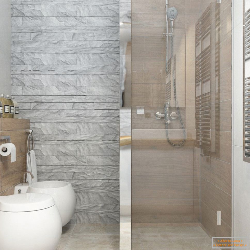 Návrh interiéru koupelny v bílém minimalistickém stylu