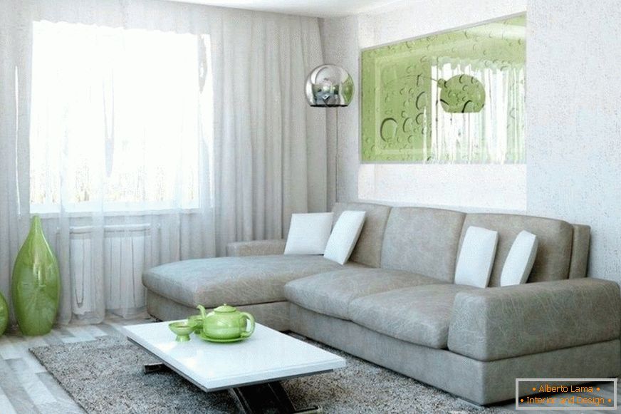 Ložnice-obývací pokoj s rohovou rozkládací pohovkou
