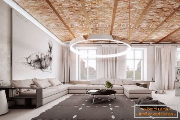 Jedinečný design obývacího pokoje ve stylu high-tech