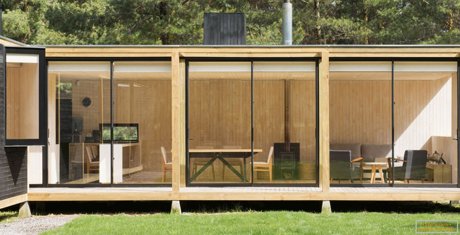 Fasáda dřevěného modulárního domu