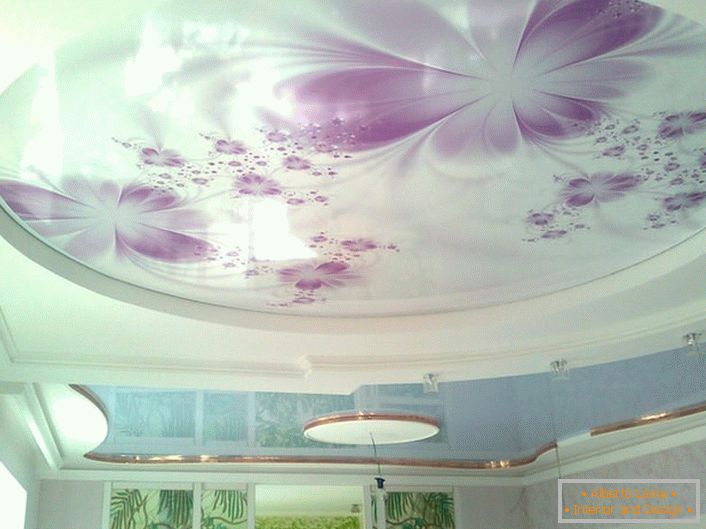 Stropní stropy s fotografickým potiskem jsou ekologicky kombinovány s řádně vybraným osvětlením.