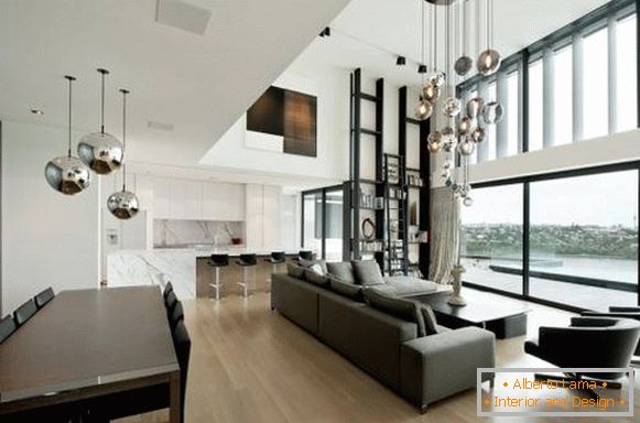 Vysoce moderní lustr v obývacím pokoji
