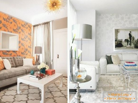 Vkládání stěn různých tapet - krásná kombinace tapety - fotografie obývacího pokoje