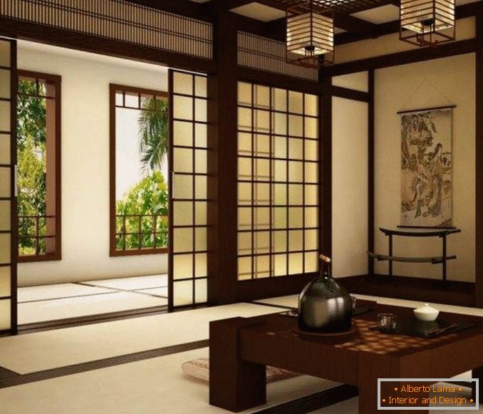 Uspořádání interiéru v japonském stylu