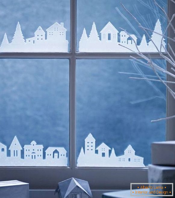 Novoroční dekorace pro papírová okna s vlastními rukama