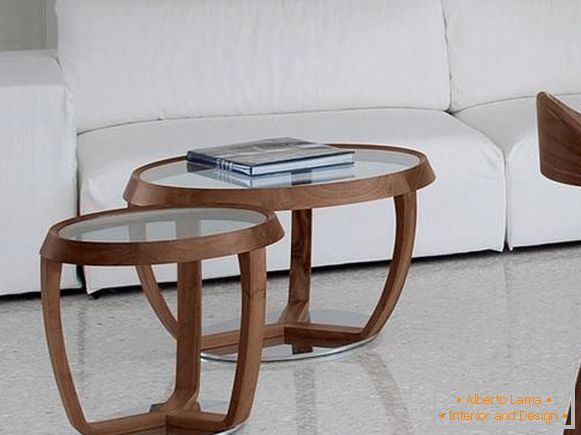 Konferenční stolek ze dřeva a skla Čas od Tonona