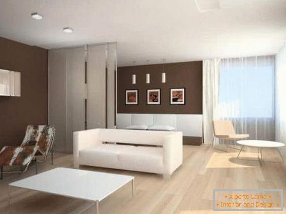 Moderní design dvoupokojového bytu ve stylu minimalismu
