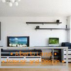 Rohový počítačový stůl v obývacím pokoji