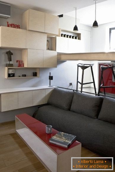 Obývací pokoj miniaturní francouzské studio